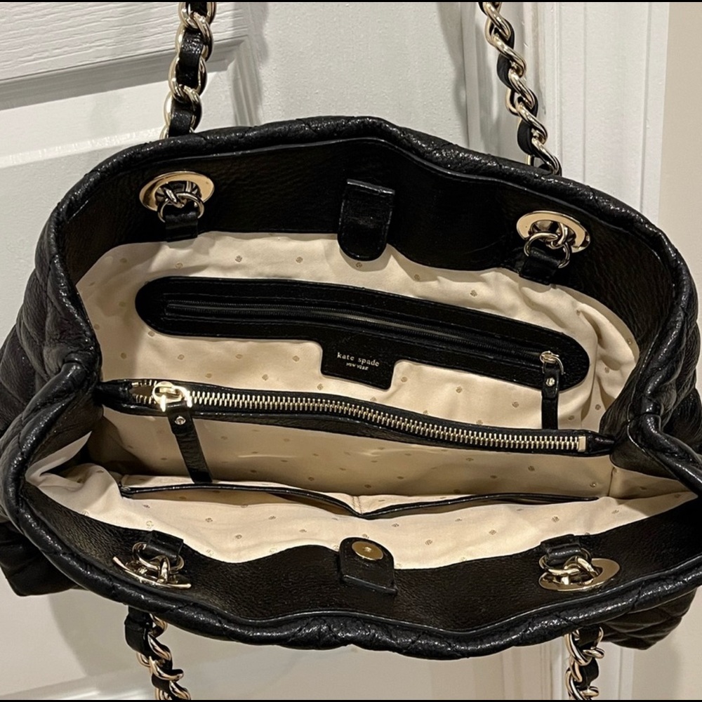Authentic Kate Spade black quilted leather purse with gold hardware. - Picture 16 of 17
